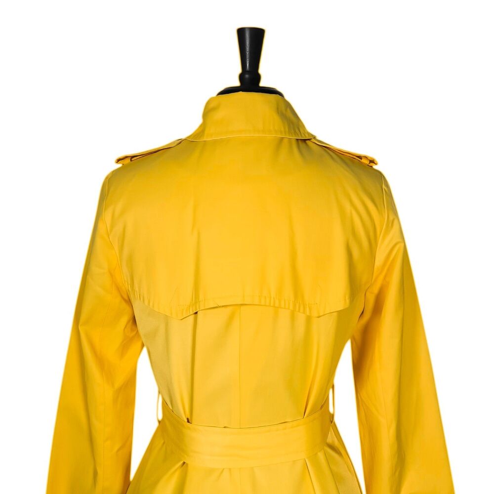 Ralph Lauren Womens Trench Coat Small Yellow Double Breasted Belted Cotton Blend - Picture 8 of 11